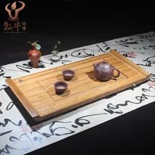 Bamboo bamboo tea tray personality caifeiyang 58*26*4 Kung Fu tea gift set LOGO custom mixed batch