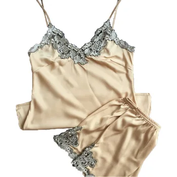 

spaghetti strap sleeveless summer female pajama set free shipping 2016 new women's pijamas set two piece plus size nightwear HOT