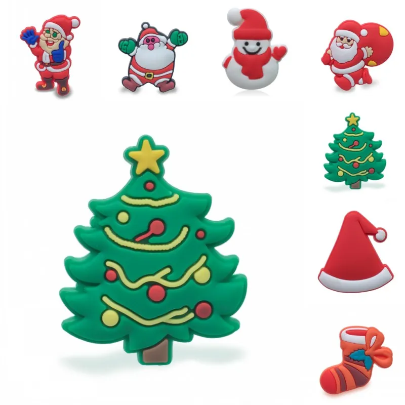 

1pcs Christmas Cartoon PVC Cartoon Shoe Charms Shoe decoration Buckles Accessories Fit Bracelets Croc JIBZ Kids Gifts