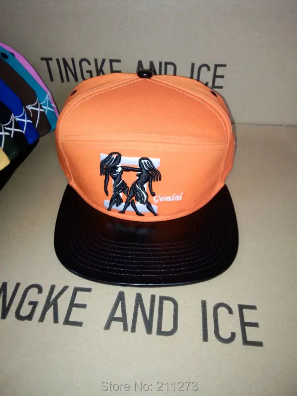 Розничная, гибридный Snapback шляпа, Orange, близнецы,, 3d вышивка, хлопок, квадратный краев, наивысшего качества класс