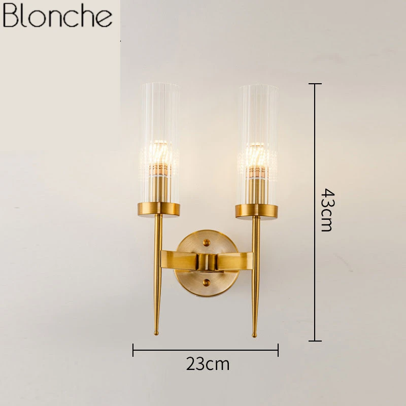 Современный золотой настенный светильник, стеклянный светодиодный зеркальный светильник s для дома, спальни, кухни, настенный светильник, светильник, промышленный Лофт, Декор, светильник - Цвет абажура: 2 Heads