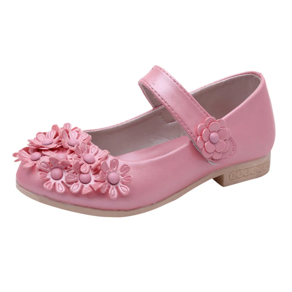 Детская обувь для девочек-подростков; нескользящие сандалии принцессы на липучке с цветочным рисунком; кроссовки для детей; однотонные тонкие туфли для детей; zapatos bebe - Цвет: Розовый