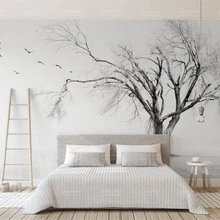 Beibehang 3d обои Черное и белое дерево птица художественная концепция скандинавских высокое качество гостиная ТВ фон стены 3d обои
