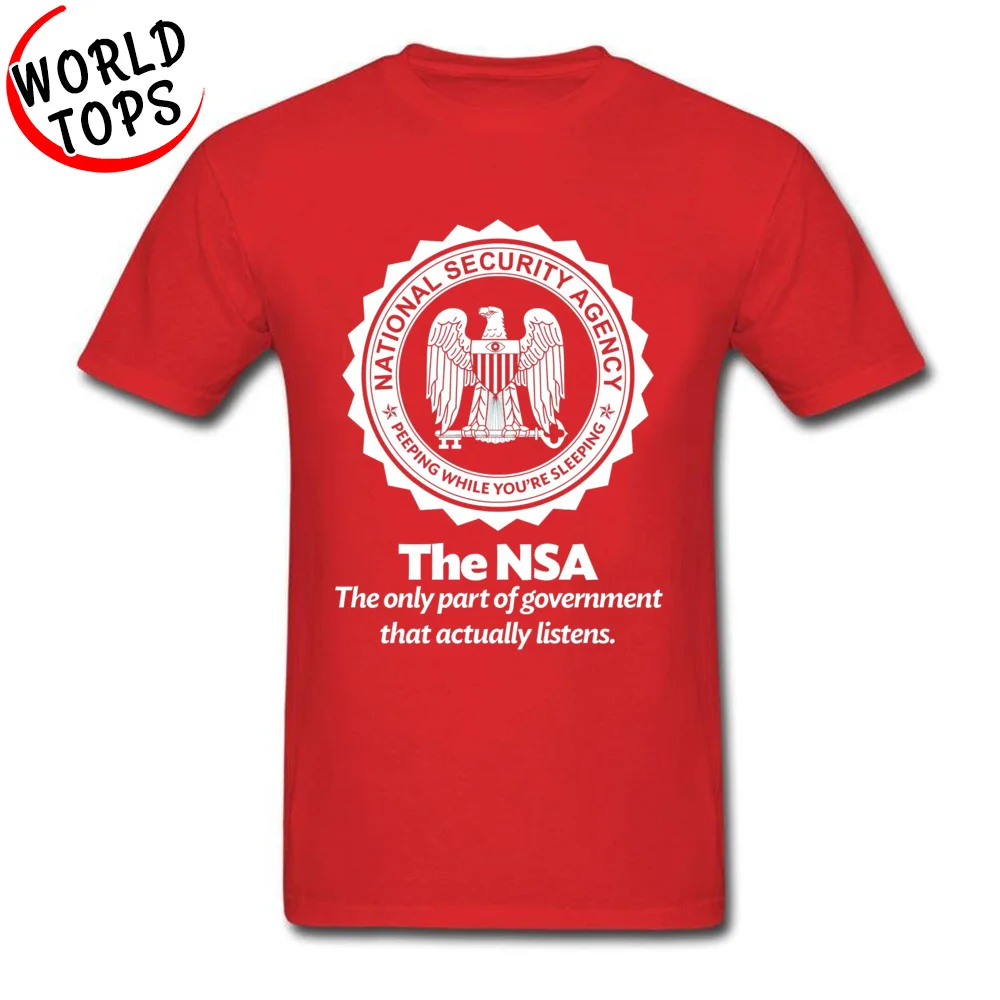 2018 Hot Sale Man Tops Shirts The NSA 6316 Personalized Tshirts Cotton Fabric Short Sleeve Custom Tees Round Collar The NSA 6316 red