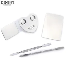 Кольцо из нержавеющей стали, палитра для дизайна ногтей, сделай сам, косметический макияж, Гель-лак для смешивания краски, инструмент для маникюра, пигментная металлическая Палитра для краски