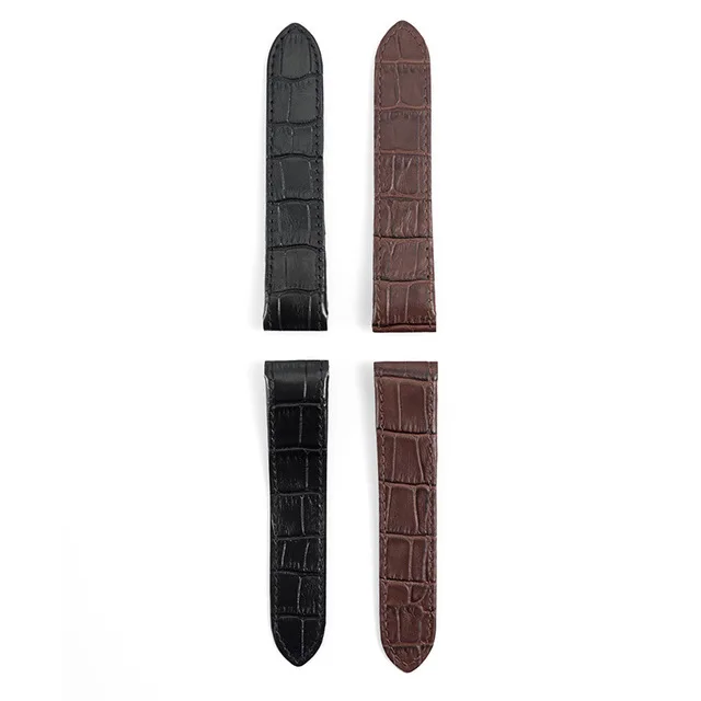 

20mm 23mm Black Brown Alligator grain Genuine Leather Watch Band Strap for Watches Santos DE Cartier