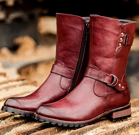 

Pop Pop ! Nice Autumn Winter Men Retro Army Combat Boots England-style Fashionable Pointed Toe Riding Boots For Young Man