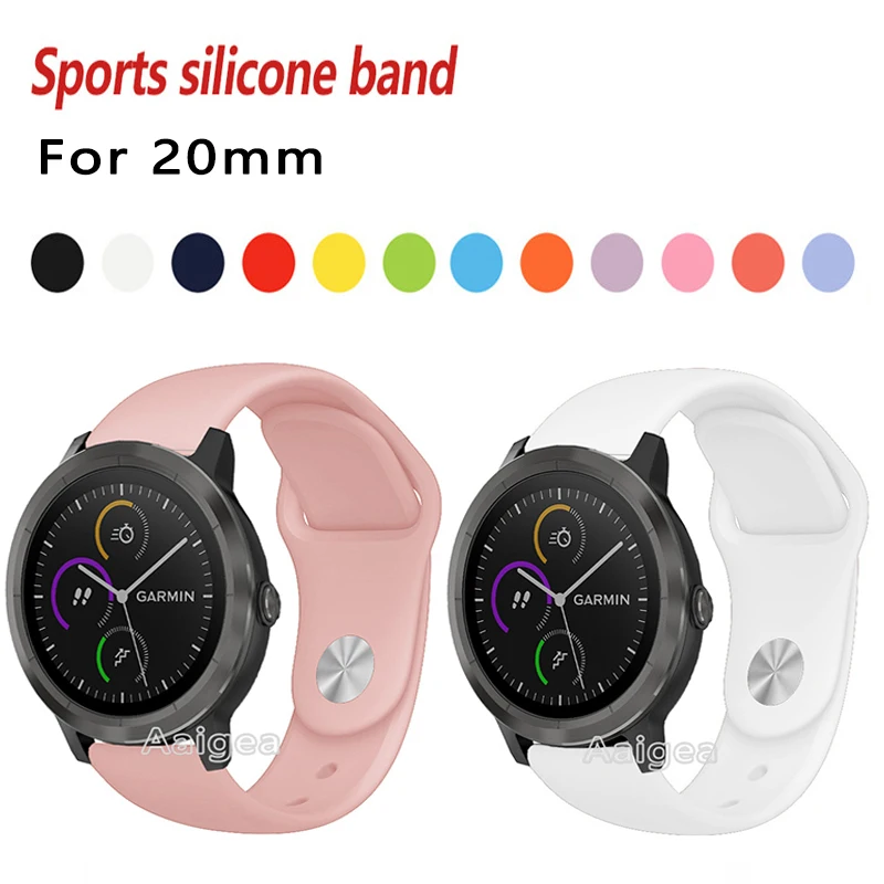 

New Colorful Soft Silicone Watch Strap Band For Garmin Vivoactive 3 Smart Watch Replacement Sport Bracelet 20mm Wrist strap band