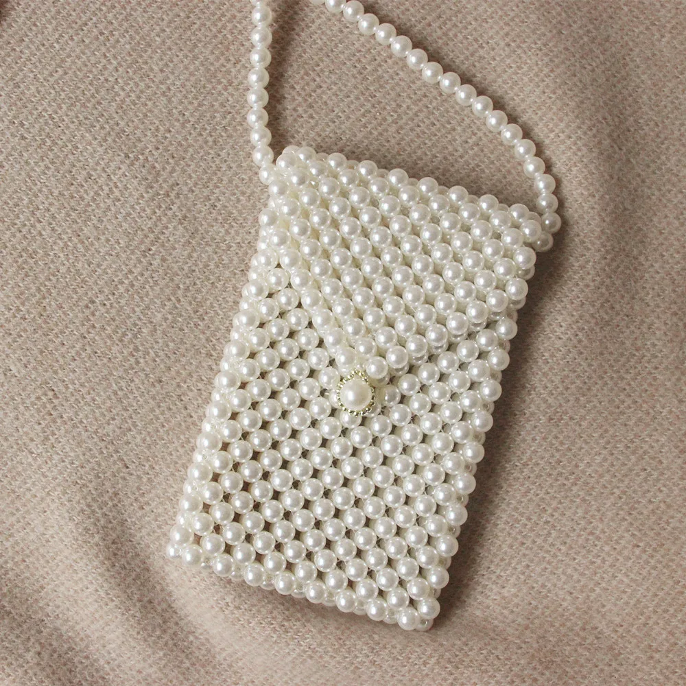 Brand Fashion New Women Luxury Evening Bag New Elegant Cute Square Shoulder Bag Lovely Solid Woman Pearl Mini Bag Small Clutch