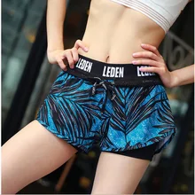 Милые летние двухслойные спортивные шорты для йоги для женщин бег Высокая талия и бедра Лифт облегающая фитнес быстросохнущая дышащая