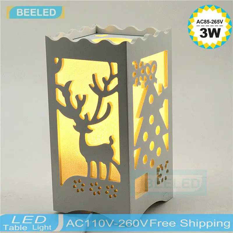 

Merry Christmas gift E27 LED Table Lamp Wood Plastic Living Room Bedroom Decor Lighting Modern desk lamp plug Lampshade 110V220V