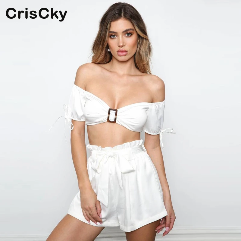 CRISCKY 2019 женское сексуальное платье без бретелек рукавов укороченный топ комплект