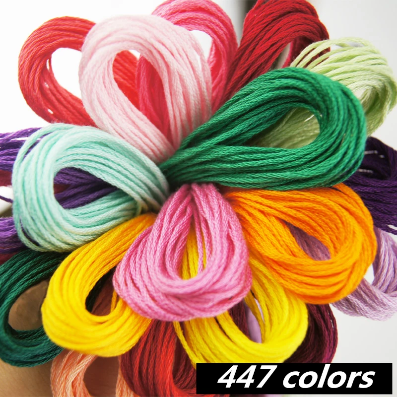 Yellow Orange Red Cross Stitch Cotton Embroidery Thread Sewing Skeins Floss