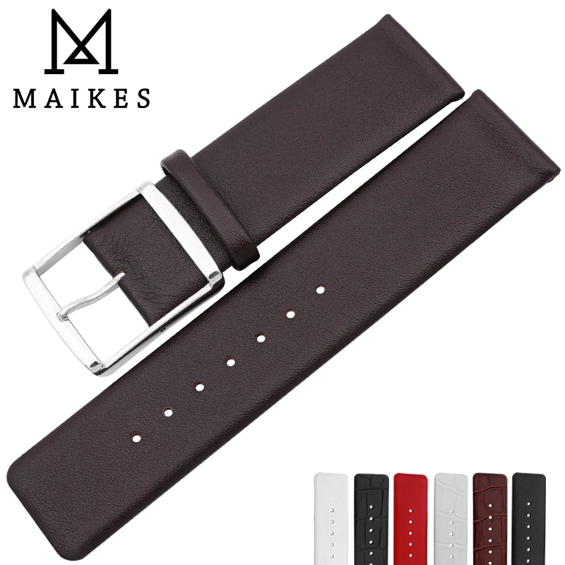 MAIKES High Quality CK Genuine Leather Watchband 16mm 18mm 20mm 22mm Watch band Strap For CALVIN KLEIN Wristband Accessories