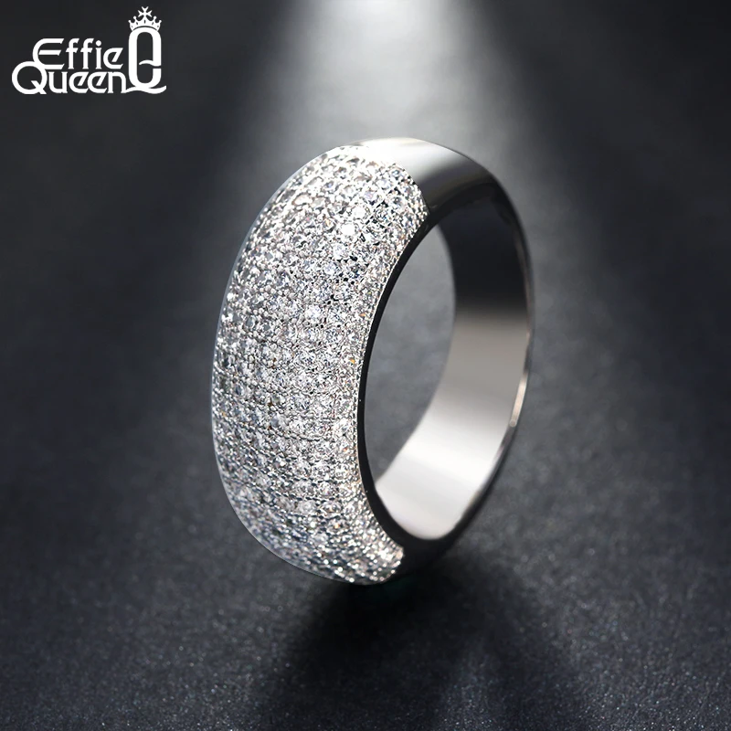 

Effie Queen Sparkling Women Rings AAA Cubic Zircon Mini Crystal Romantic Wedding Bands Finger Ring Silver Color Jewelry DOR122