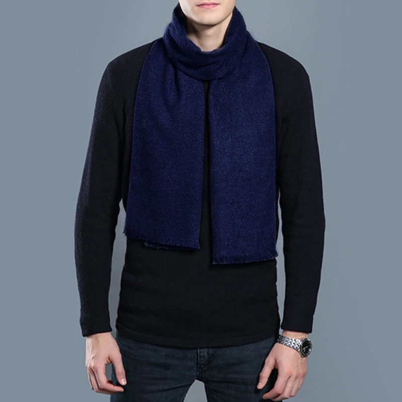 

Mens Winter Solid Color Scarf Tassel Pashmina Warm Wrap 9 Colors Soft Business