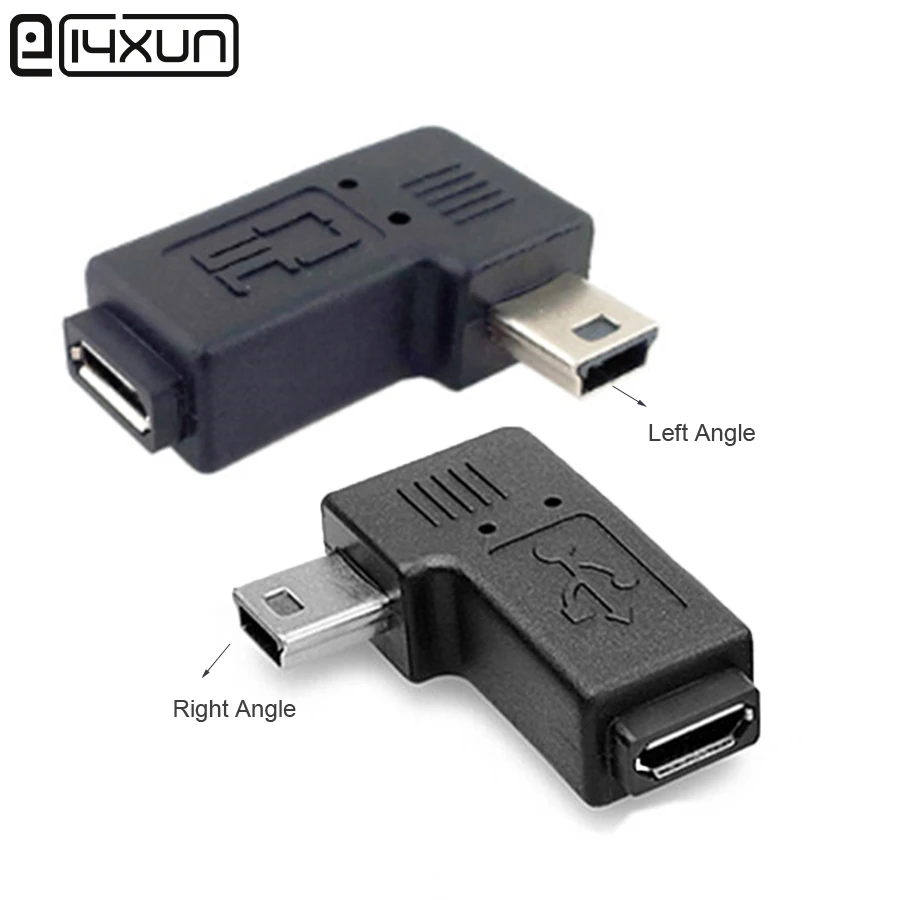 1pcs Micro 5-Pin USB Male To Female Jack USB 2.0 Left Angle Connector Adapter