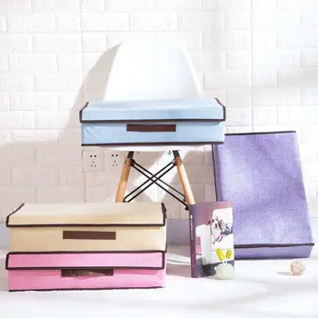

Cotton And Linen Folding Underwear Storage Box Drawer Finishing Box Desktop Partition Bra Panties Sock Storage Box With Cover