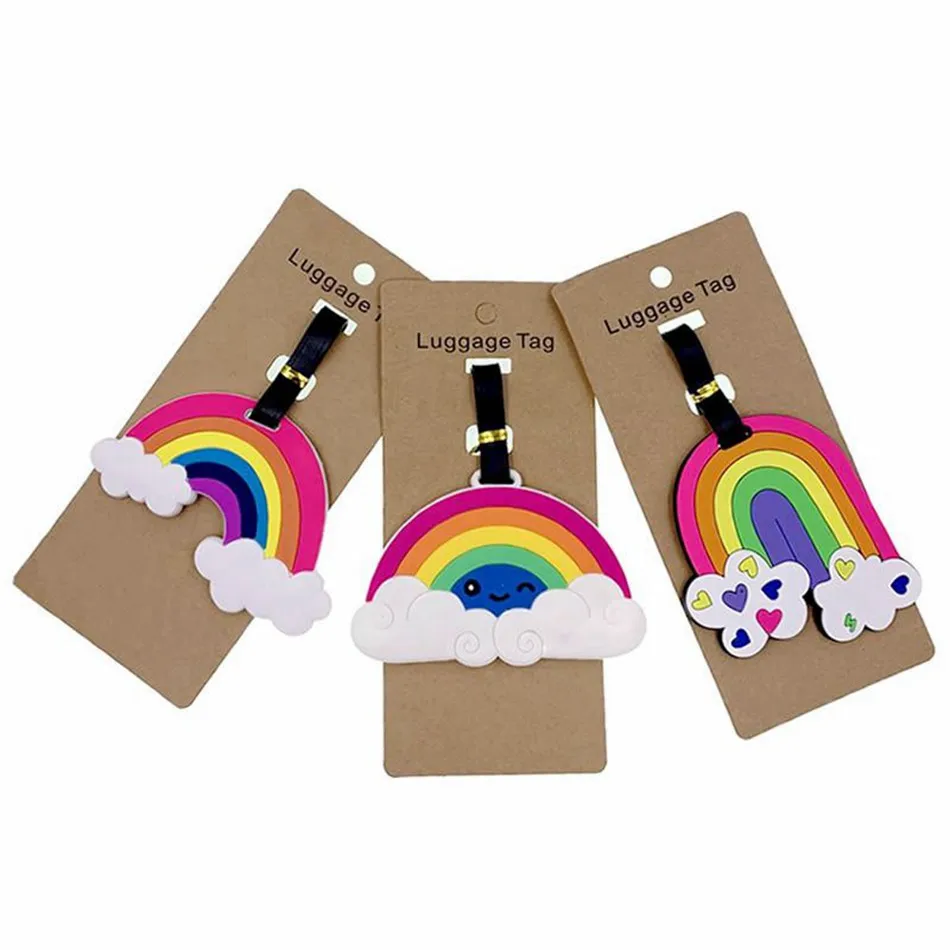 

Travel Accessories Cute Luggage Tags Cartoon Rainbow Portable Label Silica Gel Suitcase ID Addres Holder Baggage Boarding
