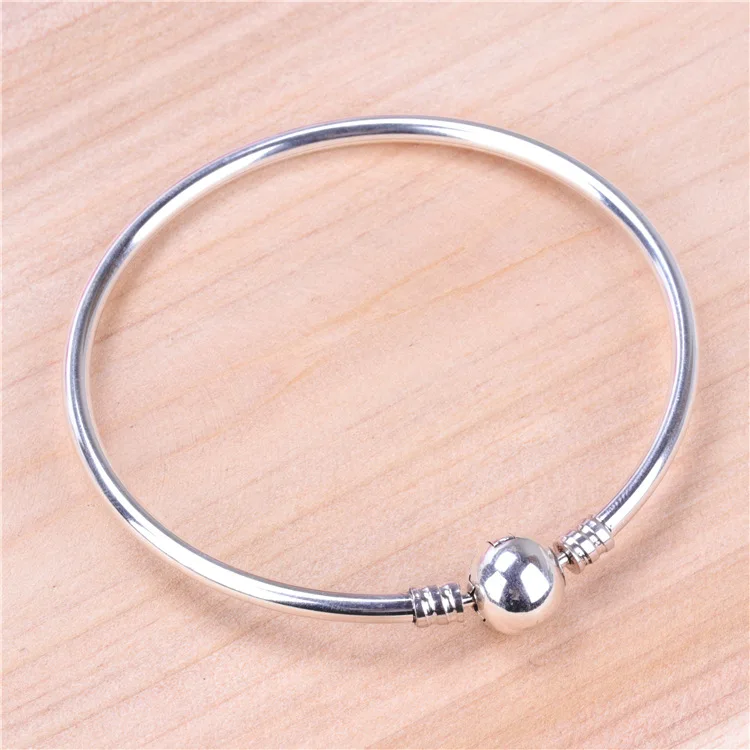 

New 925 Silver Jewelry Fashion Silver Snake Chain European Basic Bracelet Bangles for Diy Alloy Beads DPB090