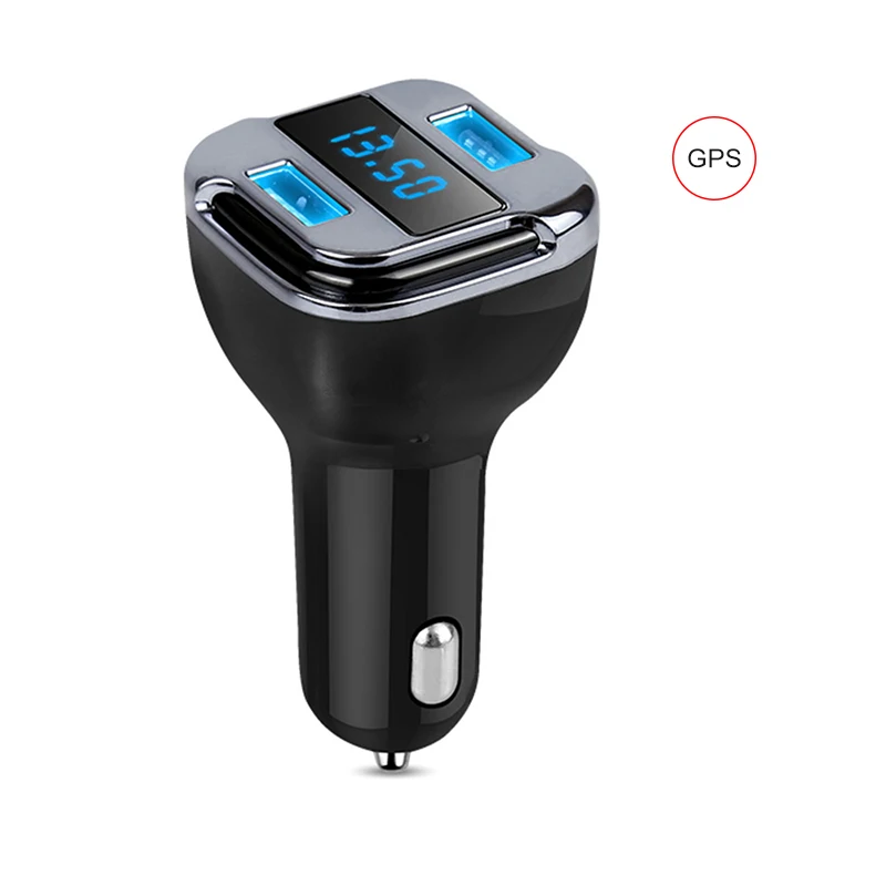 LCD GPS Car ChargerS Locate Auto Charge Dual USB 5V 2.1A Fast Mini Car