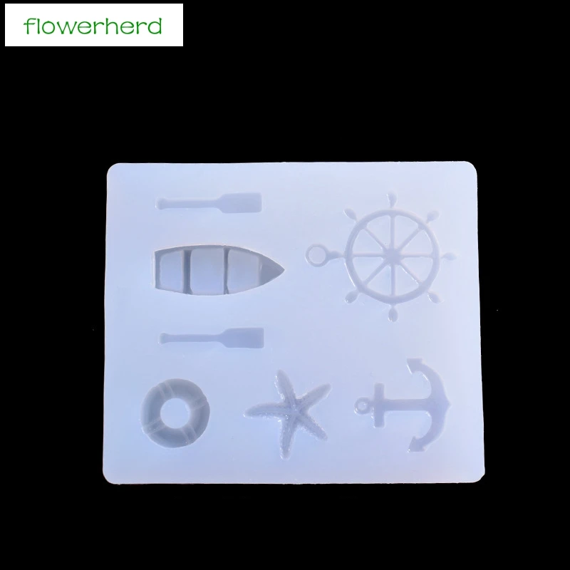

Marine style Boat Paddle Rudder Ship Hook Small Starfish Resin Ocean Cake Mold Fondant DIY Cake Decorating Mould