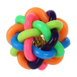 Оптовая продажа! 4,5 см размер Радужный цвет резиновый колокол шар игрушка звук круглый шар