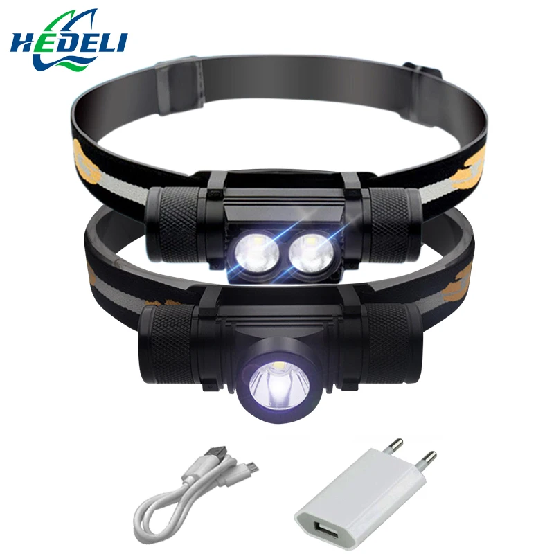 

USB mini led headlamp cree xml2 headlight waterproof 18650 rechargeable battery Head torch flashlight mini headlamp USB