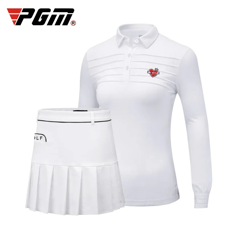 

Pgm Golf Women Clothing Set Ladies Golf/Tennis Suit Long Sleeved Collar Shirts Pleated Safe Skirts Quick Dry Skirts Set D0495