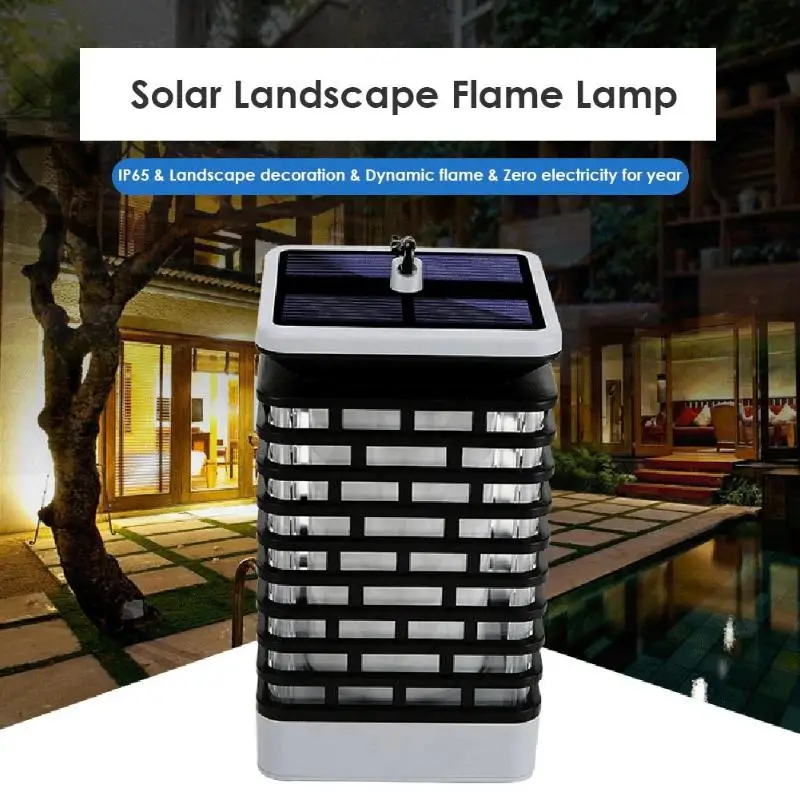 

99LED Solar Outdoor Hanging Lantern Flicking Flame Light Garden Torch Lamp