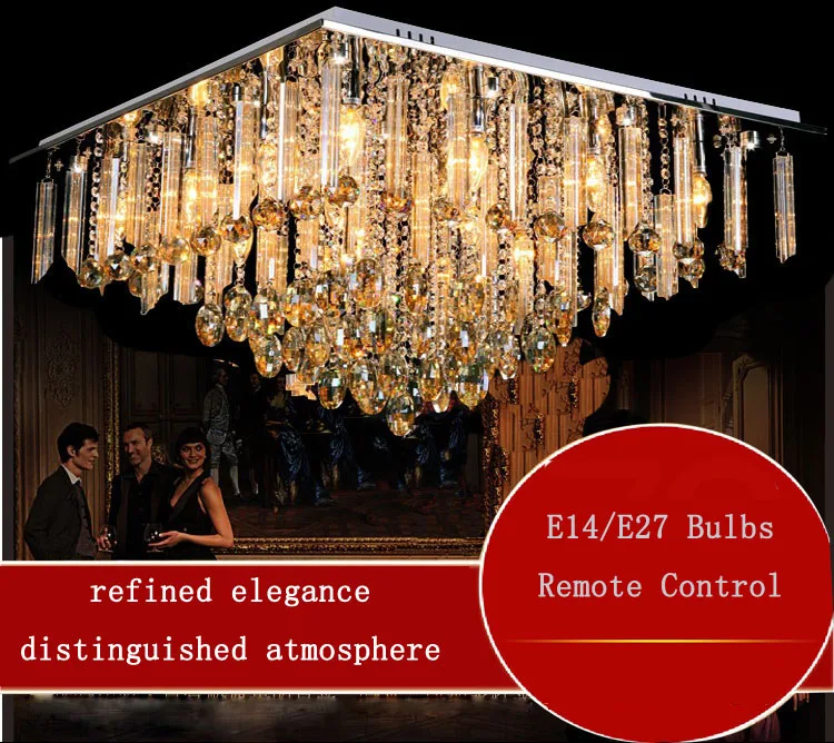 

Luxury atmosphere LED crystal lamps modern bedroom living room dining room lamp square ceiling lamp lighting fixture