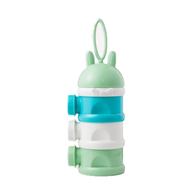 Детский трехрешетчатый дозатор для порошка молока, контейнер для хранения, пакеты для ланча, Детские Портативные принадлежности, отдельная подкоробка - Цвет: Green