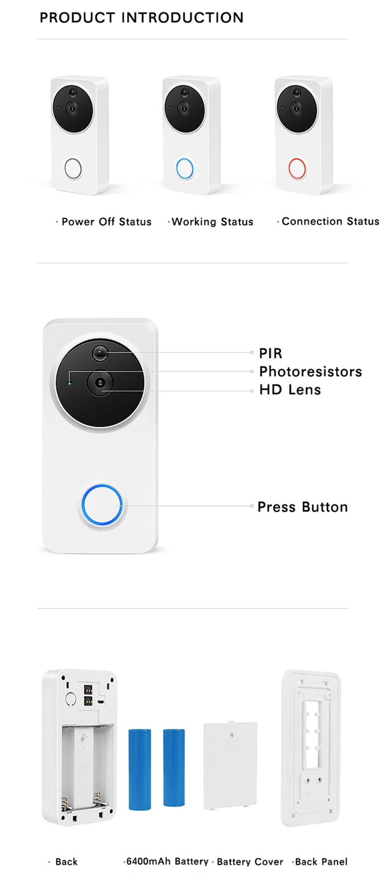 Tuya WiFi Smart Video Doorbell Camera 1080P Video Intercom Door Bell Camera Two-Way Audio Works With Alexa Echo Show Google Home