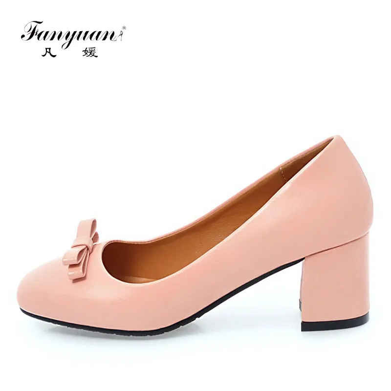 Fanyuan Office Ladies Work Dress Shoes Chic Butterfly Knot Women's High Pumps Nude Shoes Heels