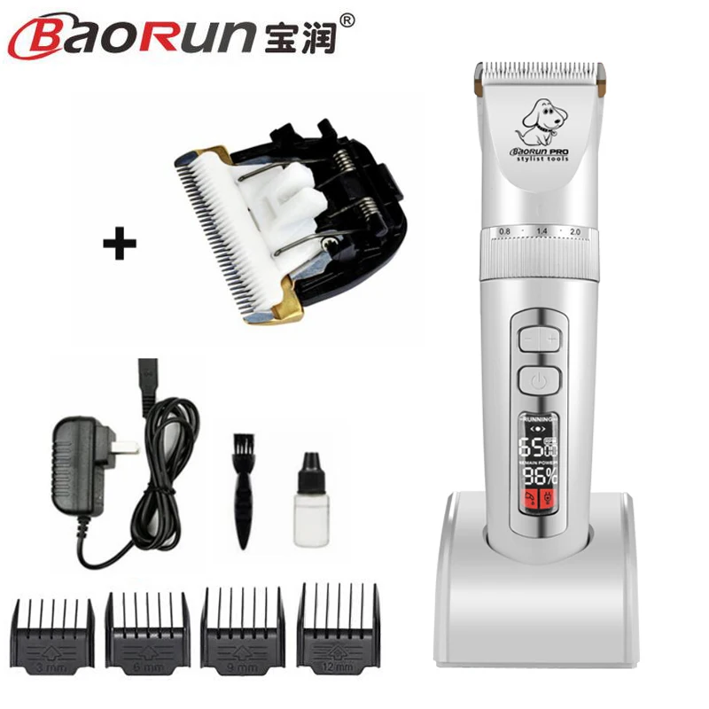 

New Arrival BAONRUN Professional Pet Trimmer Electric Pet LCD Display Grooming Haircut Shaver Machine Rechargeable Dog Clipper