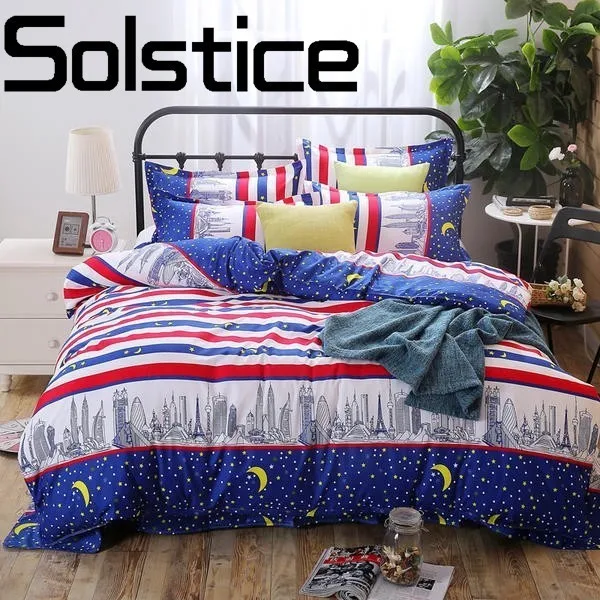 

Solstice Home Textile Aloe Cotton Reactive Cloth Comfort Breathable Quilt Cover Bed Sheet Pillow Set of Four Bedding