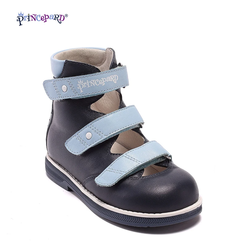  Princepard 2018 Summer boys Sandals genuine Leather Orthopedic Toddler boys Flat Shoes Closed Toe B