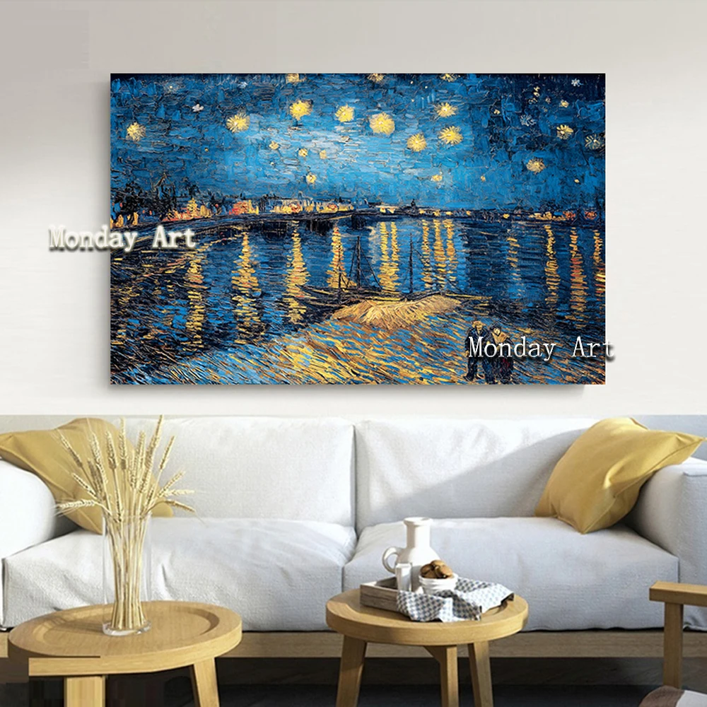 KKK Elegant-Poetry-Starry-Night-on-the-Rhone-River-by-Vincent-Van-Gogh-Famous-Artist-Art-Print