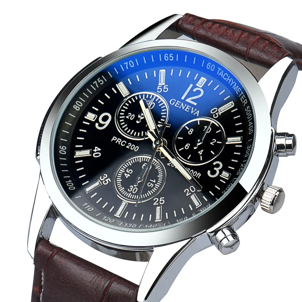 Fantastic simple stylish Top Luxury brand Watches men Stainless Faux Leather strap band Quartz