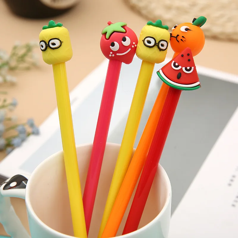 20 pcs Fruit shape Neutral Pen simple and lovely Orange Strawberry Black Water Student Stationery the product can be customized hand washed coffee stands are all hand forged vintage and lovely coffee stands with black