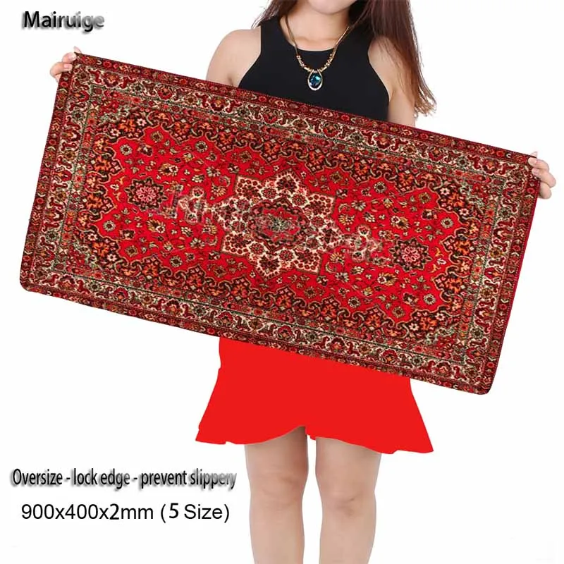 Mairuige коврик для мыши большого размера коврик для мыши красный персидский ковер стиль 90X40 см Модный Противоскользящий ноутбук ПК персональная клавиатура Коврик