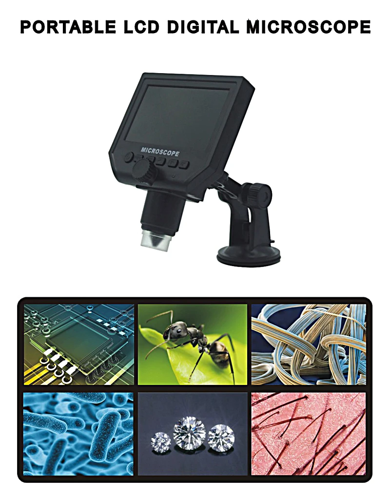 Портативный 600X3,6 MP, цифровой микроскоп 4,3 "lcd электронный HD видео микроскопы USB эндоскопическая увеличительная камера Al-alloy Stent