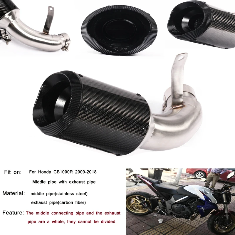 

2009 2010 2011 2012 2013 2014 2015 2016 2017 2018 Silp on for Honda CB1000R Motorcycle Middle Pipe With Exhaust Muffler Tubes