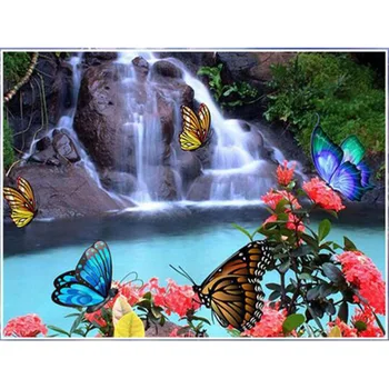 

Diamond Embroidery Waterfall Diamond Painting Cross Stitch Butterfly Full Drill Mosaic Decoration DIY Kit YY