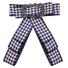 Новая парусиновая ткань плед галстуки Для женщин Классическая бантом галстук Богемия кисточкой Воротник Платья вечерние duftgold