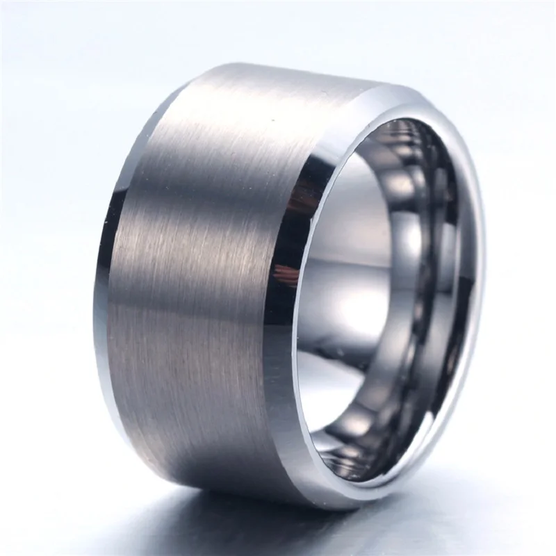 Soul Men Customize Size 12mm Tungsten Carbide Wedding Band Men's Classic Big Rings Metal Durable