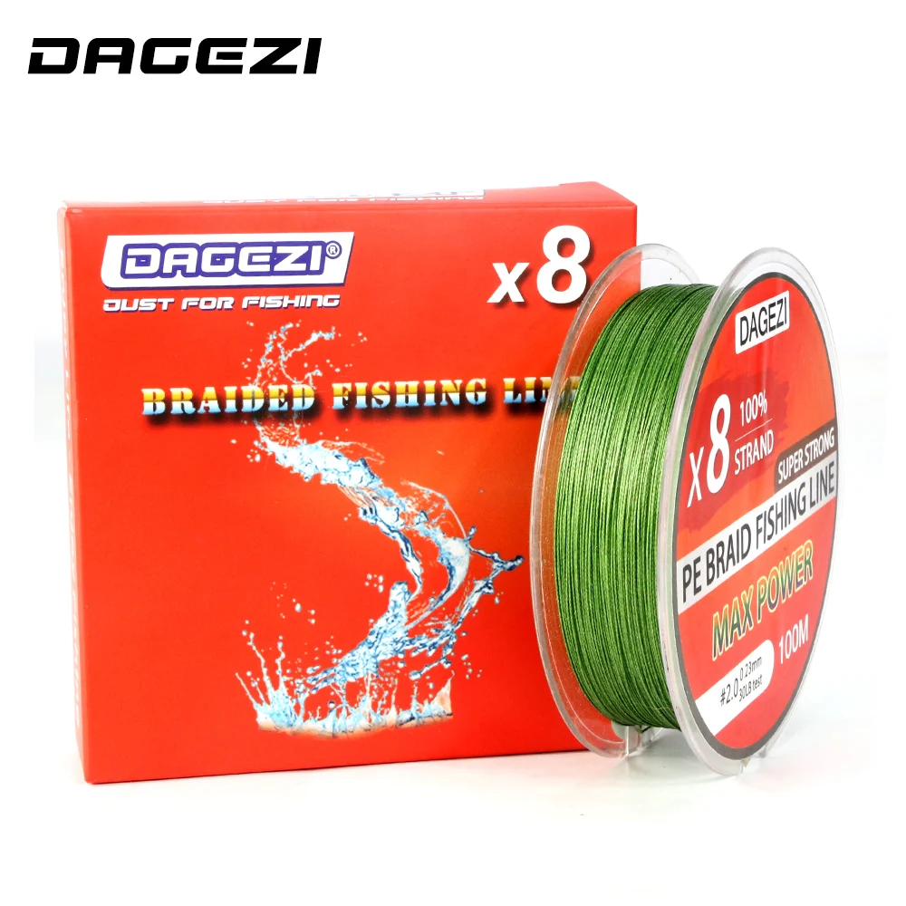 DAGEZI 8 нитей 100 м 30 80LB Многожильная леска супер крепкая ПЭ плетеная leader line 6
