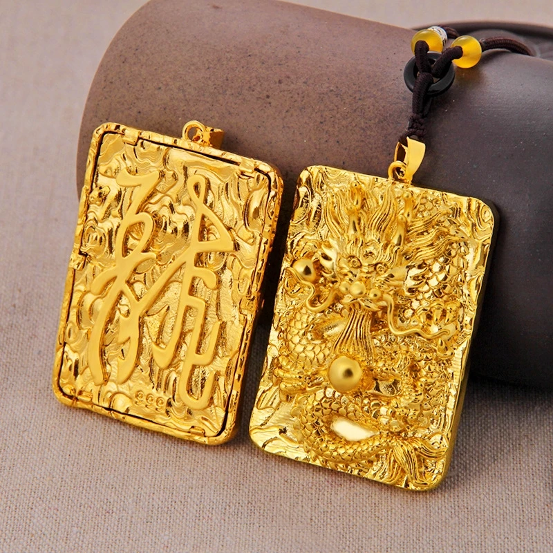 

Keep Color Vietnam Alluvial Gold Dragon Charms 2019 New Design Big Square Dragon Pendants for Necklace Making Jewelry Fittings