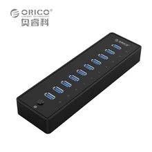 ORICO P10-U3 HUB USB 5 5gbps 10 Puertos USB3.0 HUB con VL812 12V4A EU/UK Adaptador de Corriente para Las Ventanas 8/Mac/Notebook/Ultrabook
