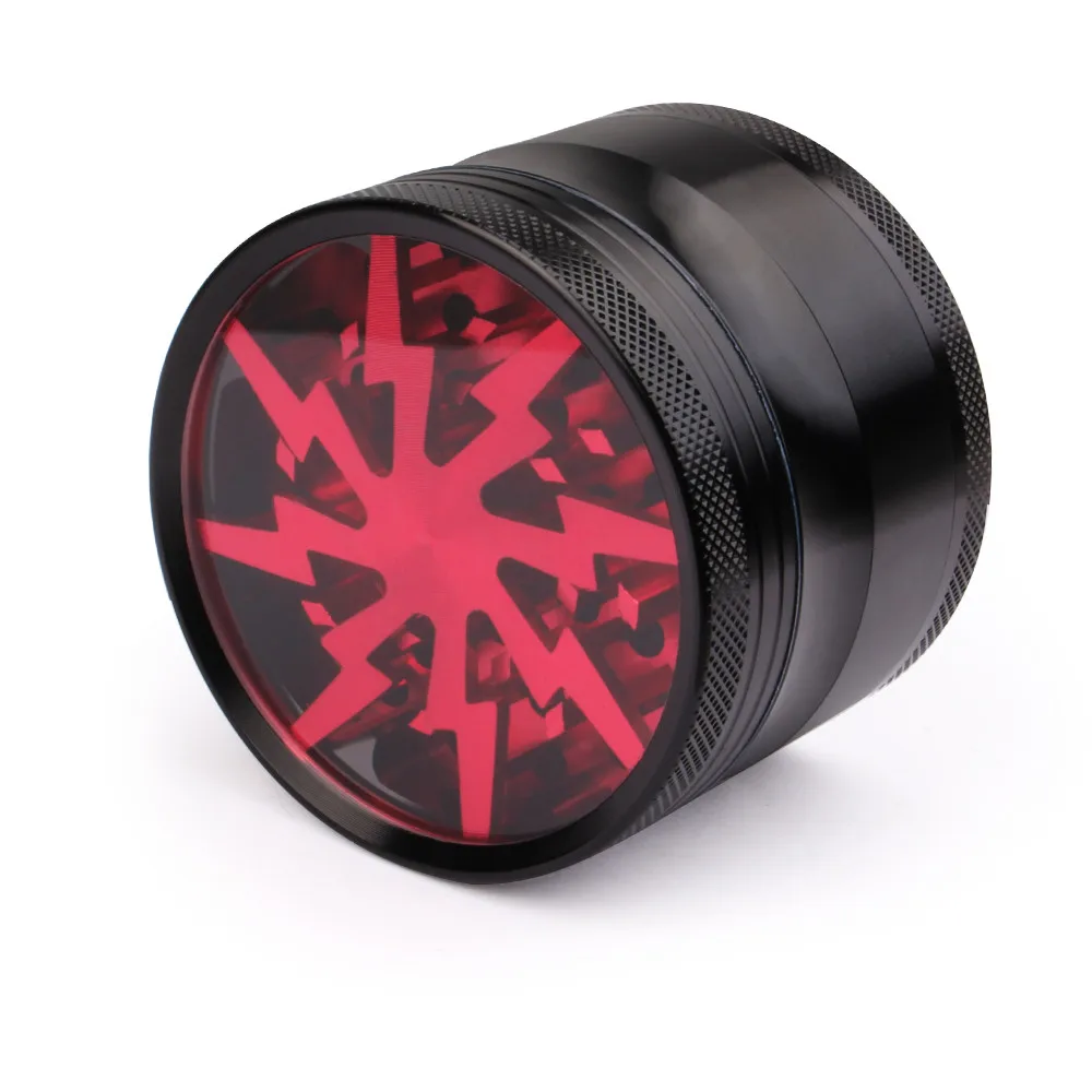 Lightning Herb Grinder - Metal, 63mm Diameter with 4 Layers in 4 Colors